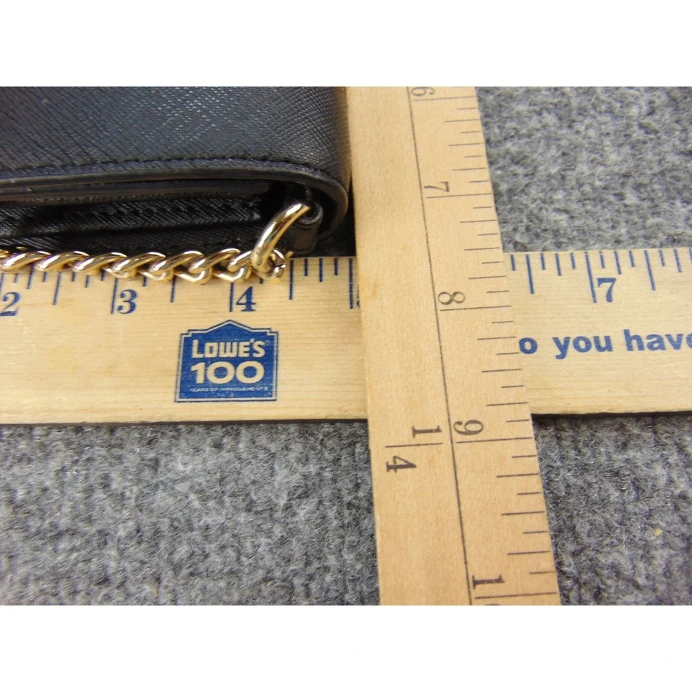 Michael Kors Crossbody Wallet Bag‎ Black Saffiano Gold Chain Designer Minimalist